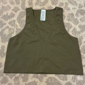 Athleta Green Sleeveless Ribbed Crop Tank Top